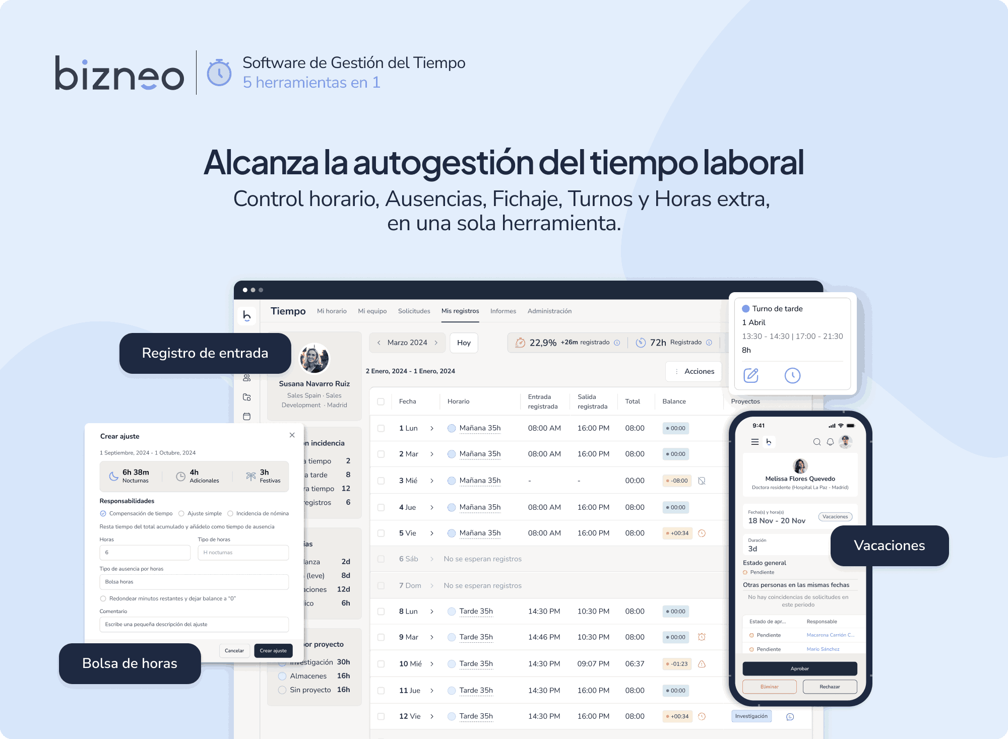 Captura Bizneo Time Manager