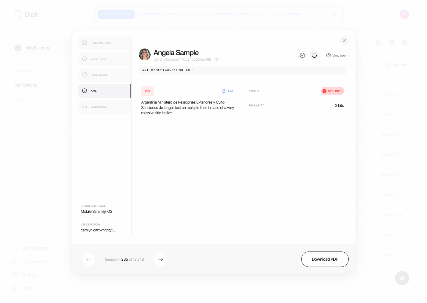 Captura Didit - Free KYC