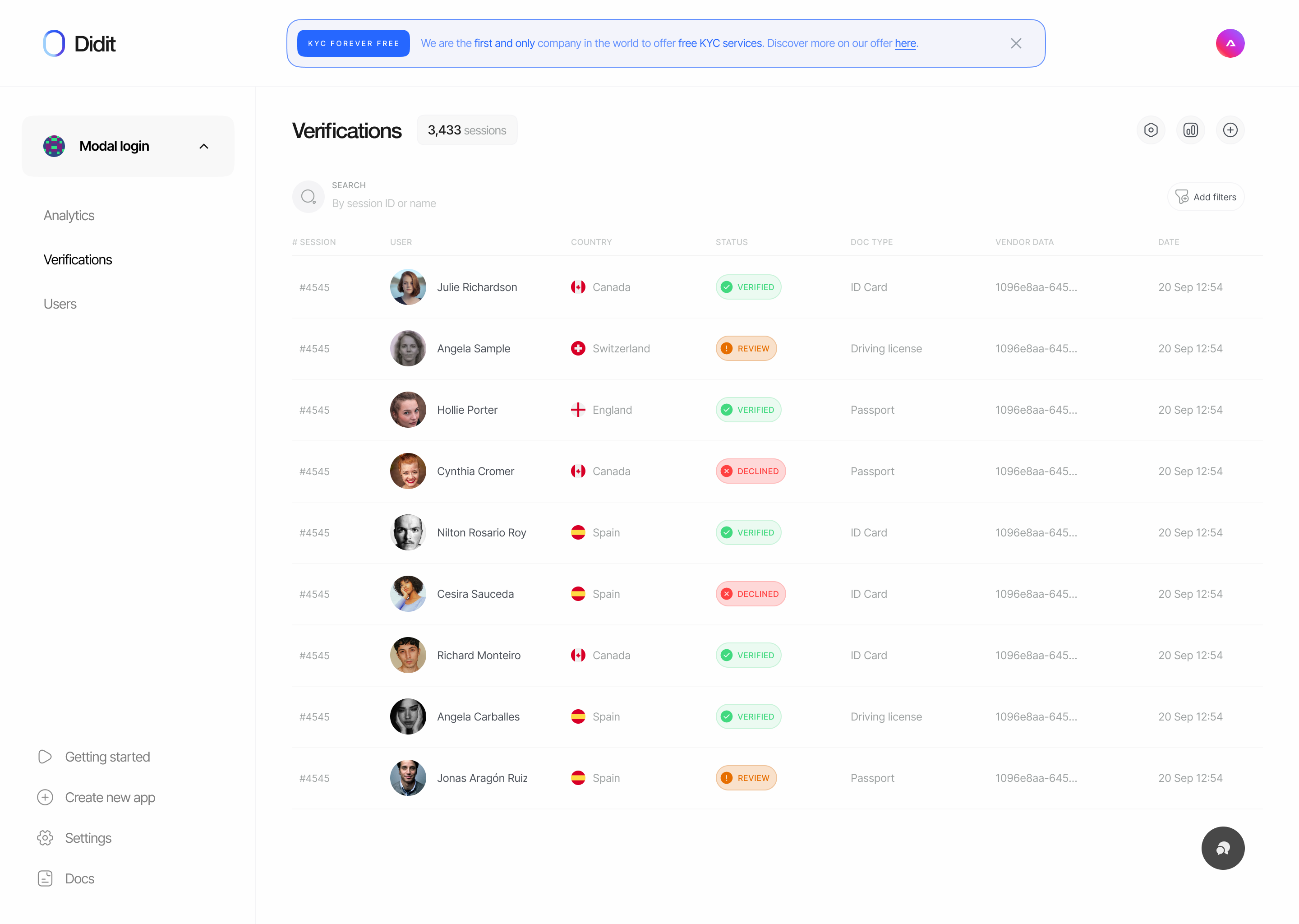Captura Didit - Free KYC