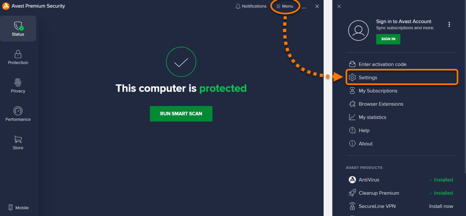 Captura Avast Antivirus
