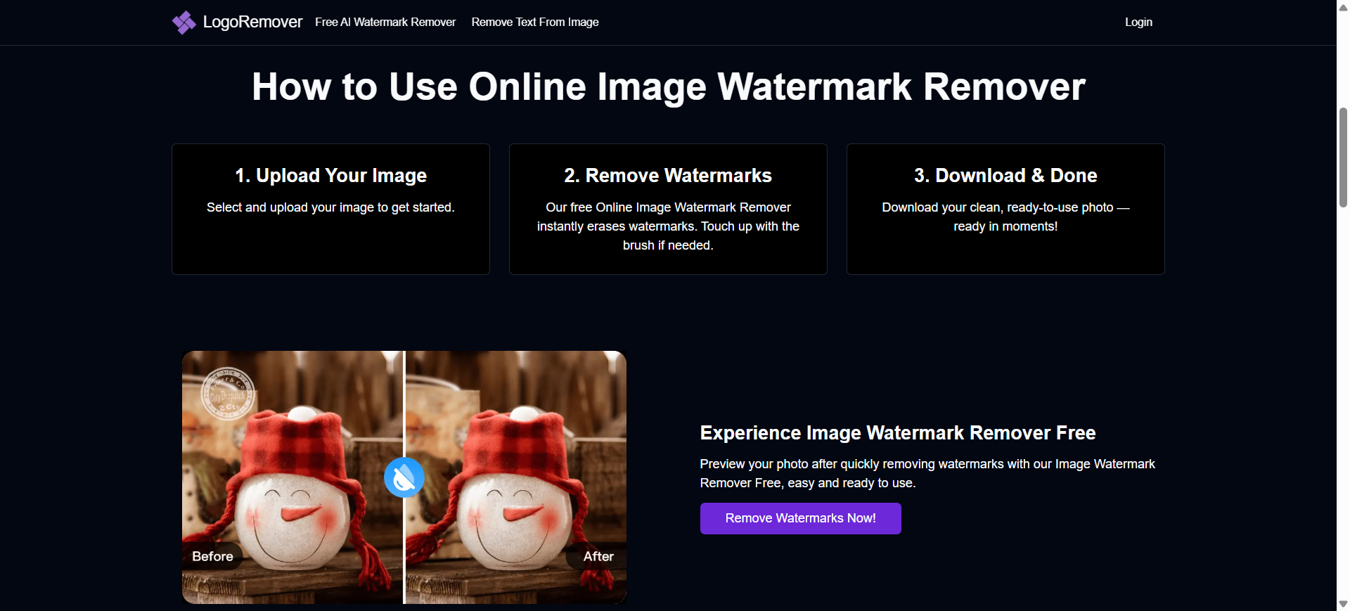 Captura Free AI Logo Remover-LogoRemover AI (no sign-up)