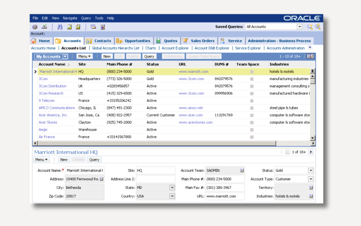 Captura Oracle Siebel