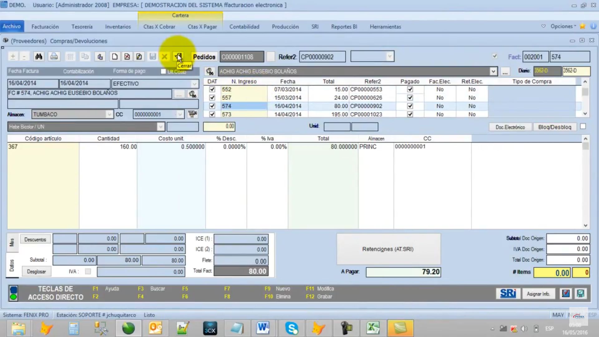 Captura Fenix Software Contable