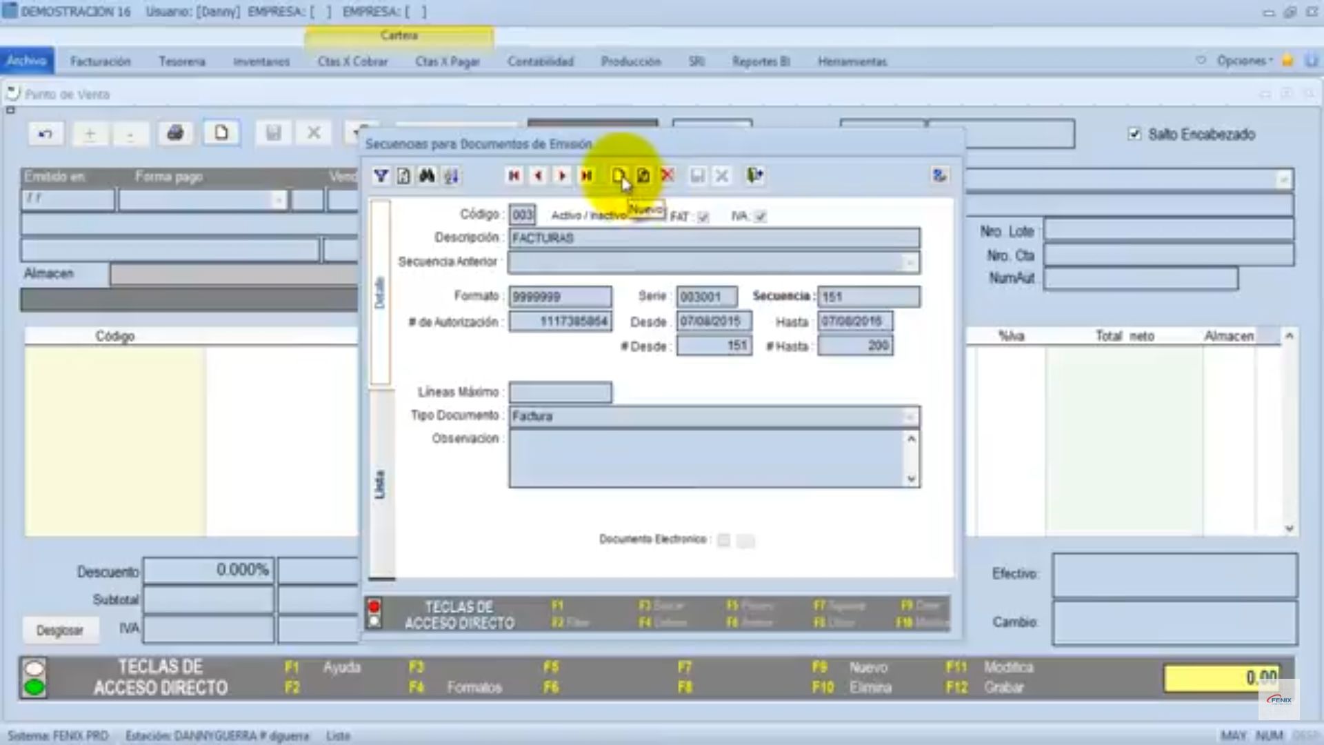 Captura Fenix Software Contable