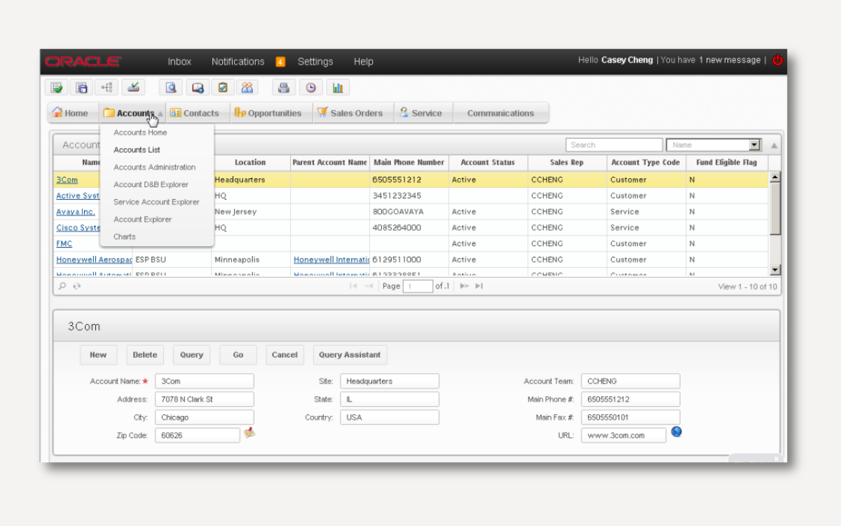 Captura Oracle Siebel