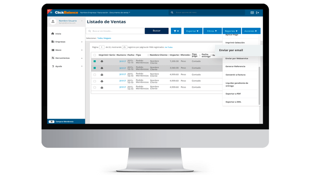 Captura ClickBalance ERP