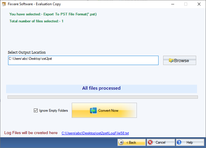 Captura FixVare OST to PST Converter