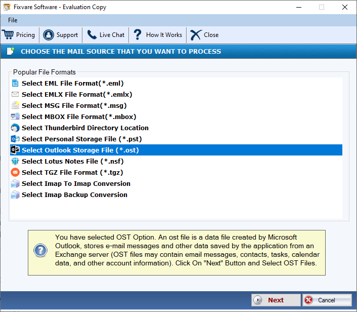 Captura FixVare OST to PST Converter