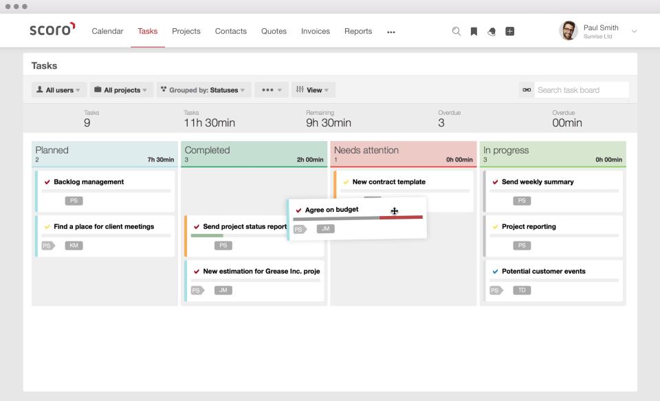 Captura Scoro Gestión Empresarial