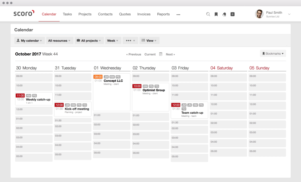 Captura Scoro Gestión Empresarial