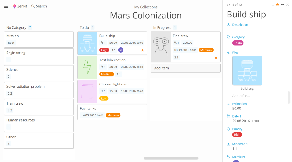 Captura Zenkit Proyectos