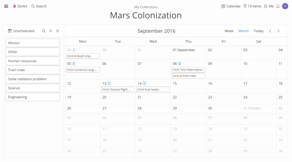 Captura Zenkit Proyectos