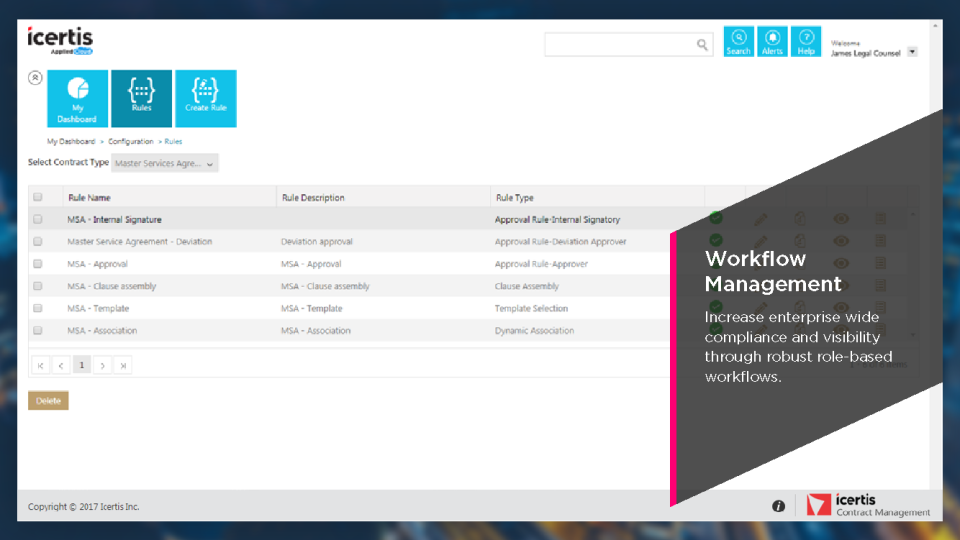 Captura Icertis Administración Contratos