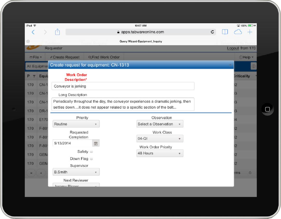 Captura TabWare Software CMMS