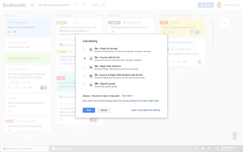 Captura Kanbanchi for G Suite