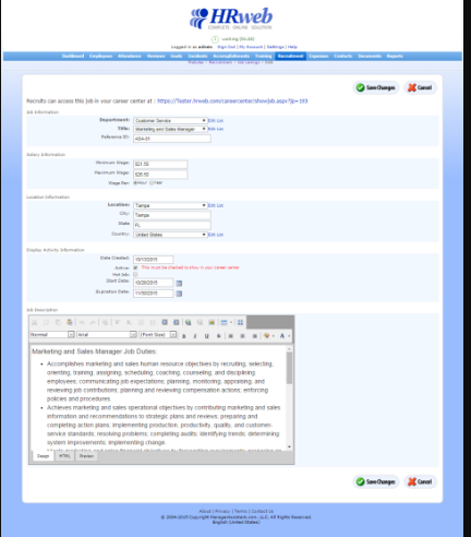 Captura HRweb Gestión RRHH