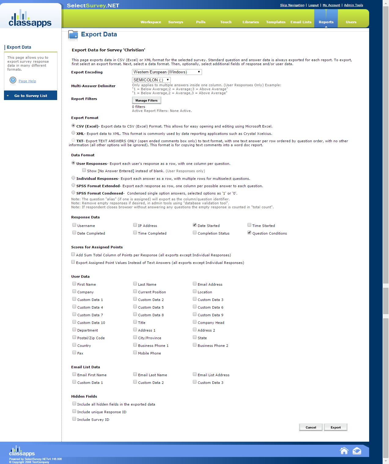 Captura SelectSurvey.NET