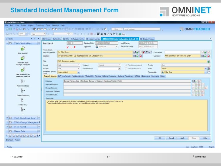 Captura OMNITRACKER IT Solution