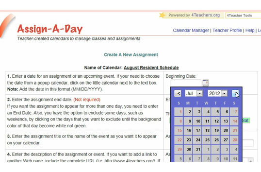 Captura Assign A Day