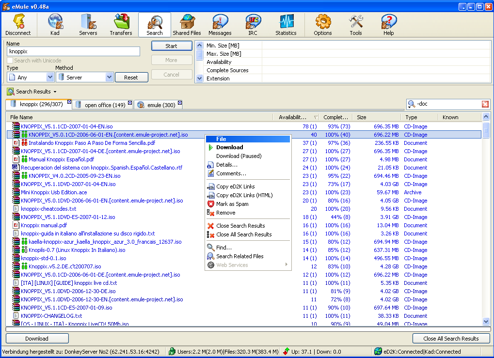 Captura eMule Software