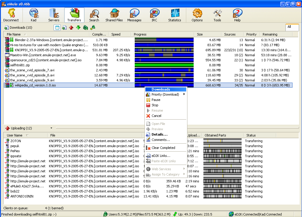 Captura eMule Software