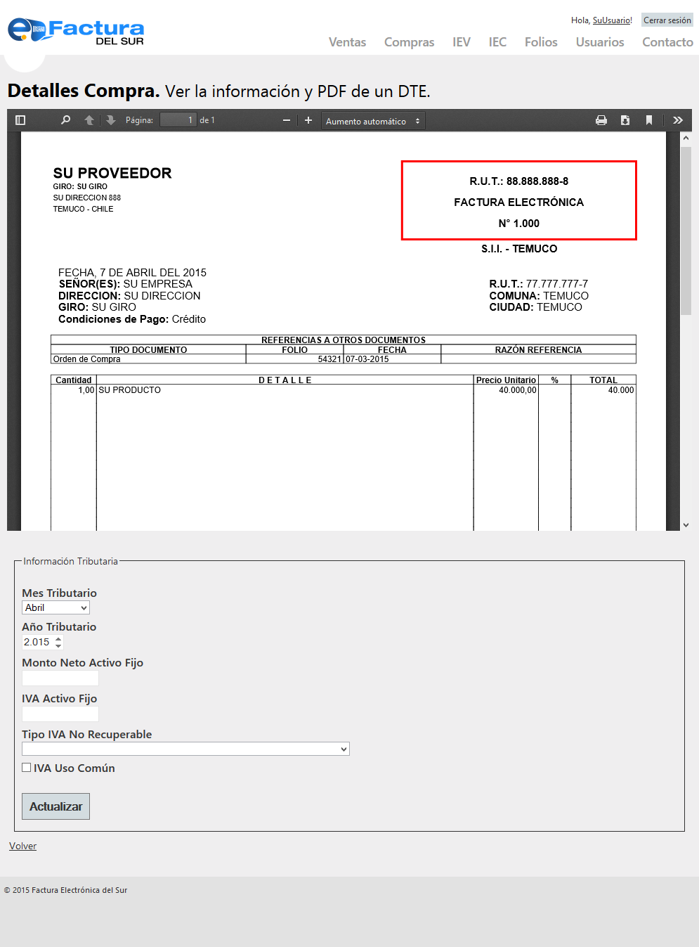 Captura eFactura Del Sur