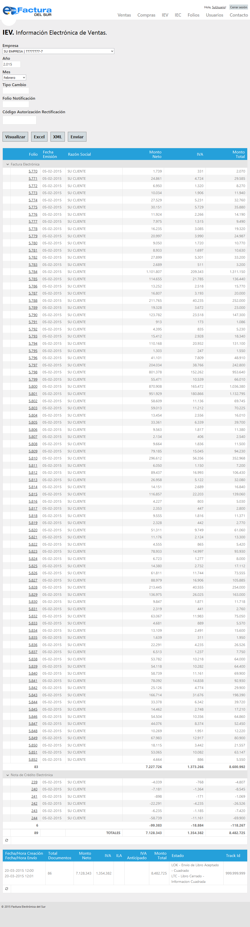 Captura eFactura Del Sur