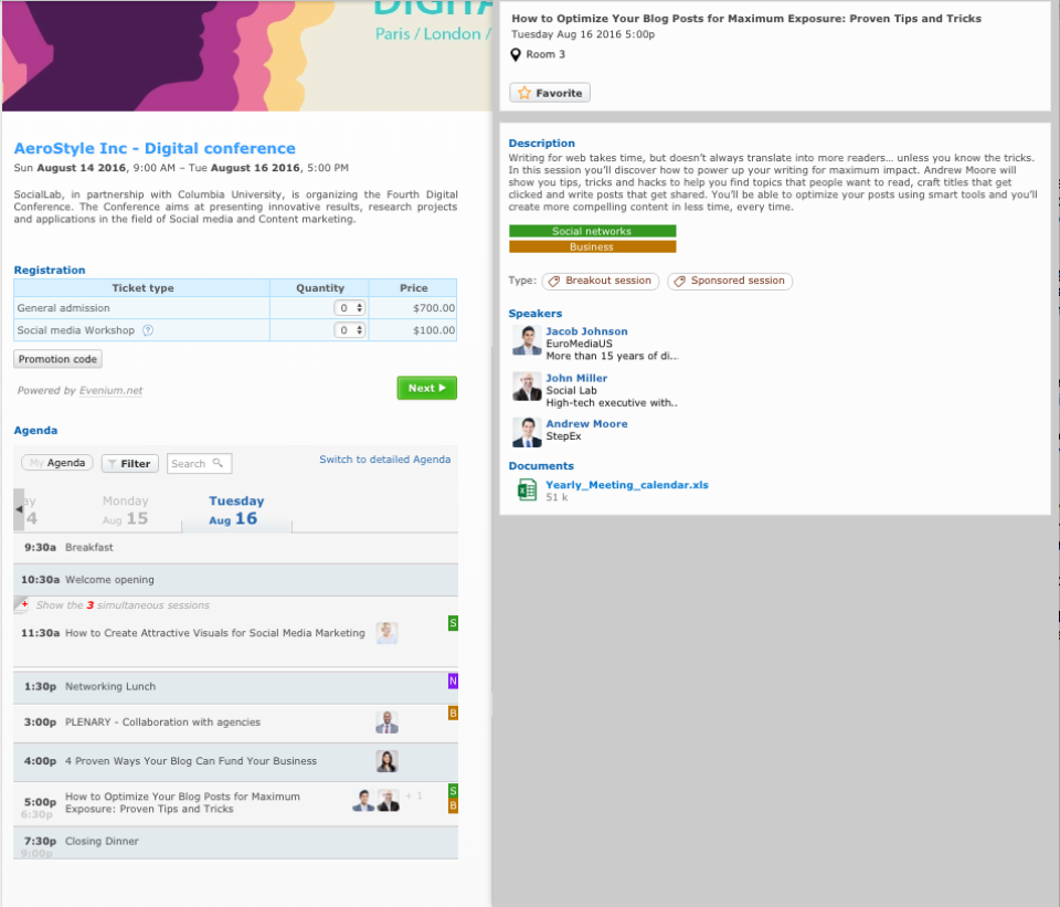Captura Evenium Gestión de Eventos