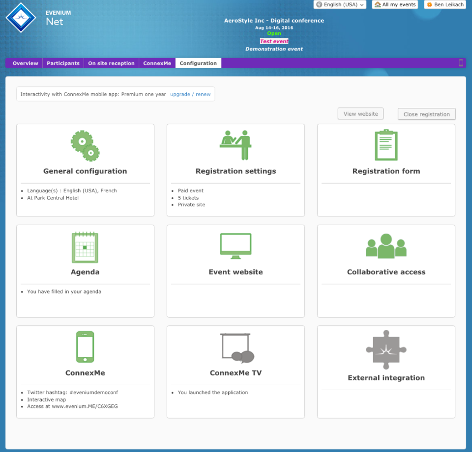 Captura Evenium Gestión de Eventos