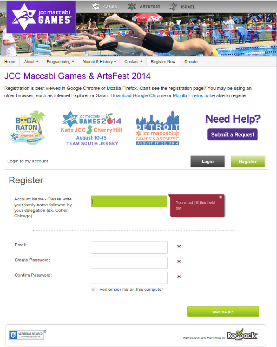 Captura Regpack Eventos