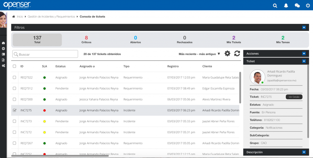 Captura Openser Soporte TI