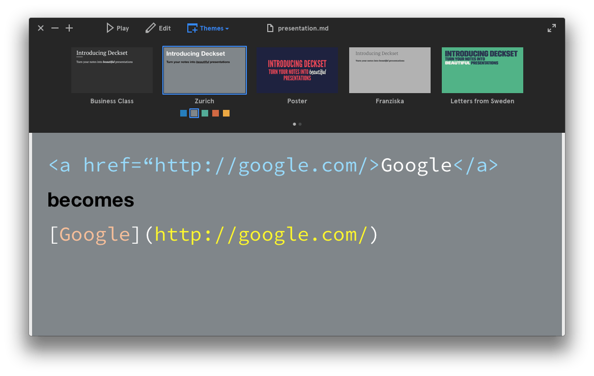 Captura Deckset Software Presentación