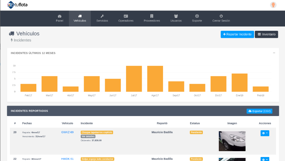 Captura TuFlota Gestión de Flotas