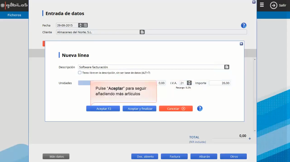 Captura Gábilos Facturación