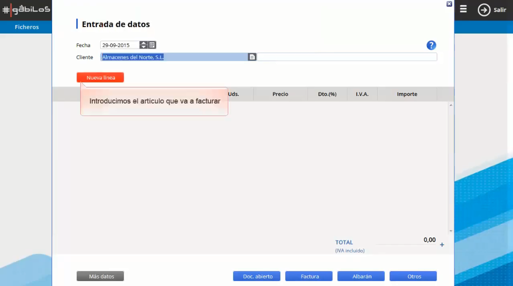 Captura Gábilos Facturación
