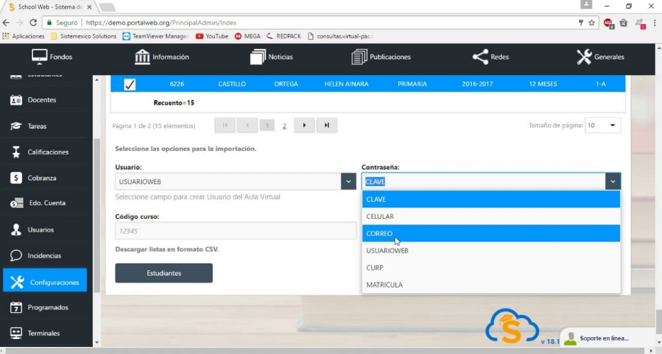 Captura SisteMéxico School Web
