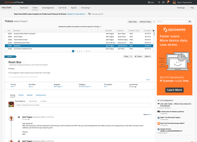 Captura Spiceworks Help Desk