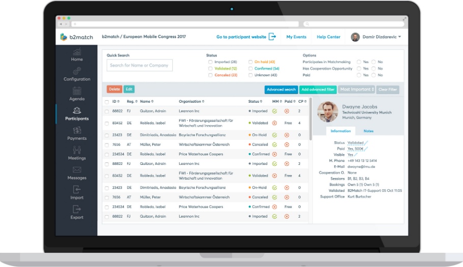 Captura b2match Eventos