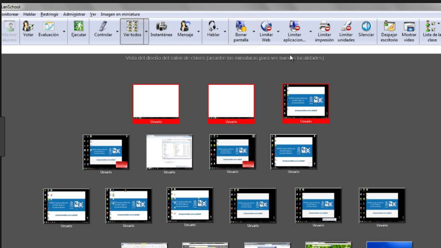 Captura LanSchool Gestión de Aula