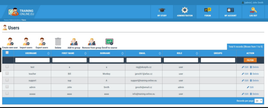 Captura Training-Online.eu LMS