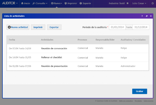 Captura QualyTeam Auditoria