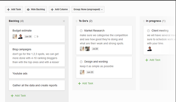 Captura Paymo app Kanban