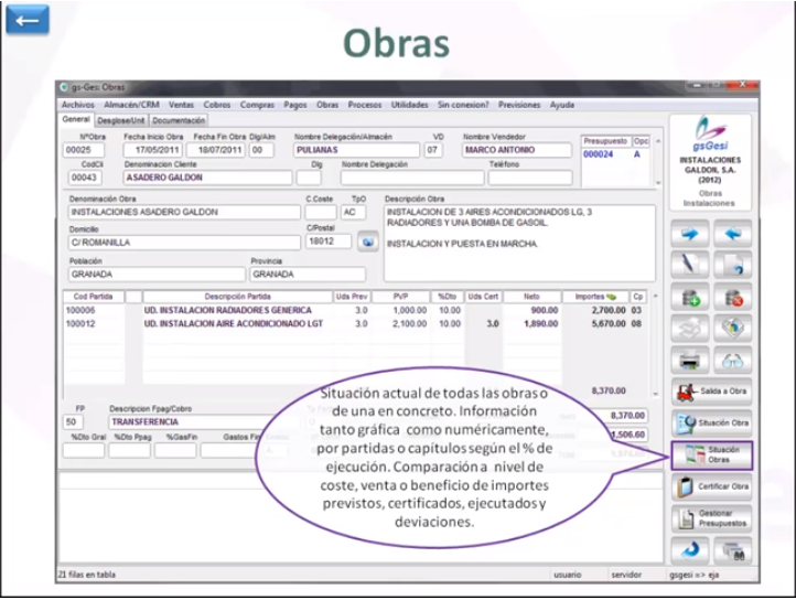 Captura Galdon ERP Construcción