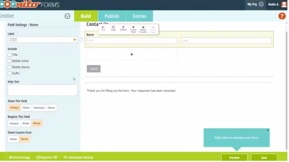 Captura Cognito forms